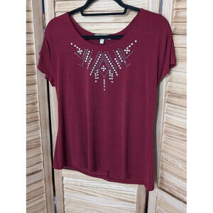 Vintage Suzie size PXL, Maroon with embellishments, scoop neck